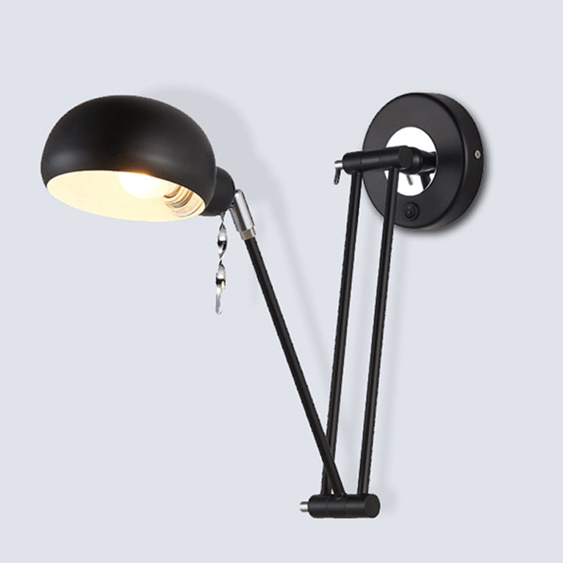 Lisslune | Bowl Living Room Wall Light with Swivel Arm Industrial Retro Metallic 1 Light Black Reading Wall Light
