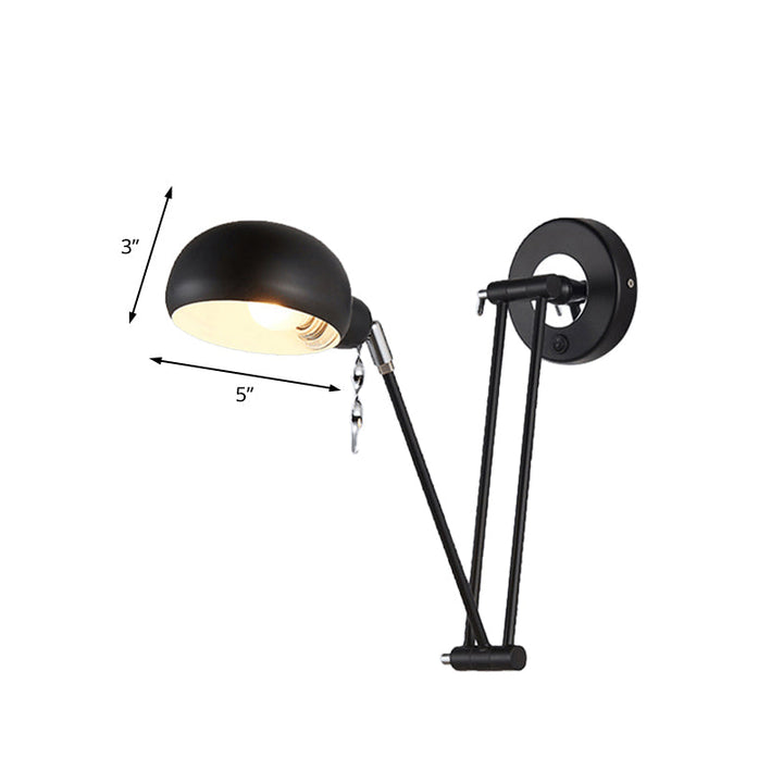 Lisslune | Bowl Living Room Wall Light with Swivel Arm Industrial Retro Metallic 1 Light Black Reading Wall Light