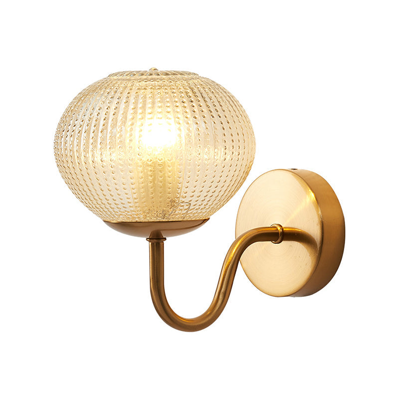 Skørter | Postmodern ball-shaped wall lamp textured glass 1-light bedside wall light in brass