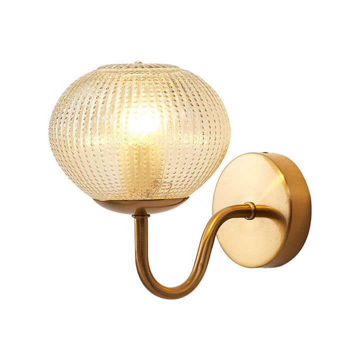 Skørter | Postmodern ball-shaped wall lamp textured glass 1-light bedside wall light in brass