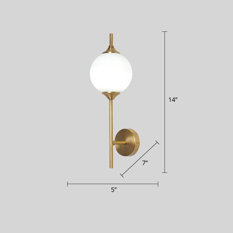 Lisslune | White Glass Geometric Wall Lighting Postmodern Brass Finish Wall Lamp for the Living Room