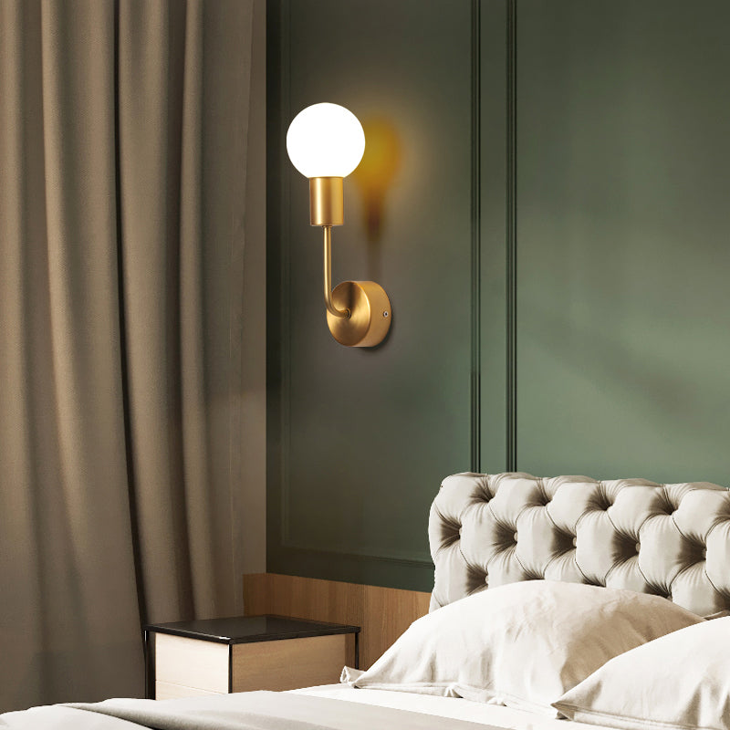 Lisslune | White Glass Geometric Wall Lighting Postmodern Brass Finish Wall Lamp for the Living Room