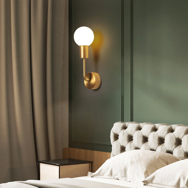 Lisslune | White Glass Geometric Wall Lighting Postmodern Brass Finish Wall Lamp for the Living Room