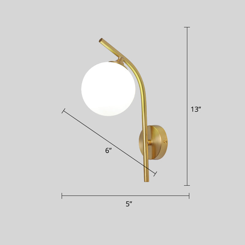 Lisslune | White Glass Geometric Wall Lighting Postmodern Brass Finish Wall Lamp for the Living Room