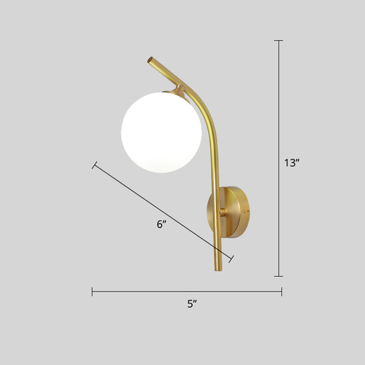 Lisslune | White Glass Geometric Wall Lighting Postmodern Brass Finish Wall Lamp for the Living Room