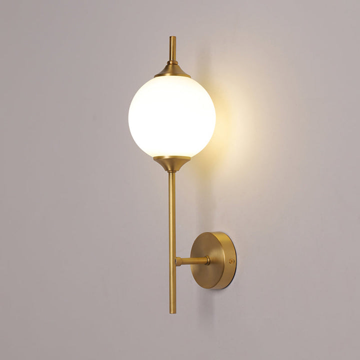 Lisslune | White Glass Geometric Wall Lighting Postmodern Brass Finish Wall Lamp for the Living Room