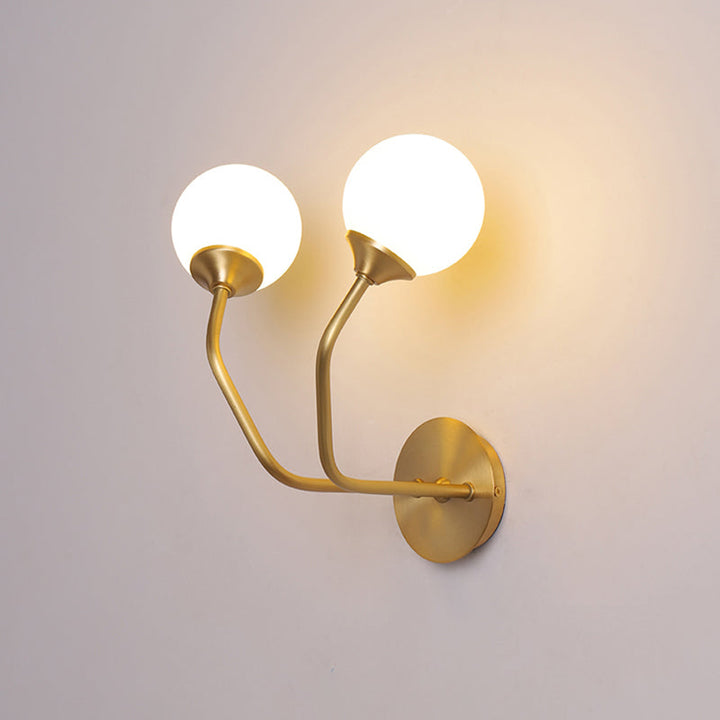 Lisslune | White Glass Geometric Wall Lighting Postmodern Brass Finish Wall Lamp for the Living Room