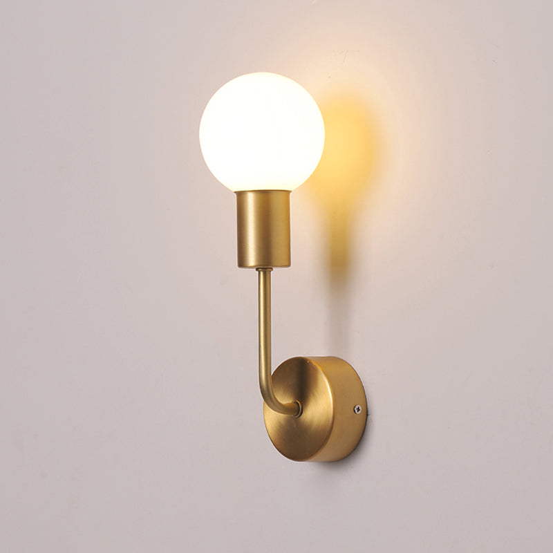 Lisslune | White Glass Geometric Wall Lighting Postmodern Brass Finish Wall Lamp for the Living Room