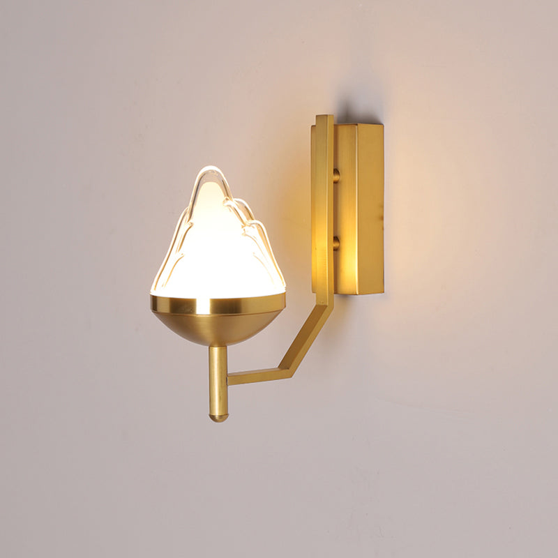 Lisslune | White Glass Geometric Wall Lighting Postmodern Brass Finish Wall Lamp for the Living Room