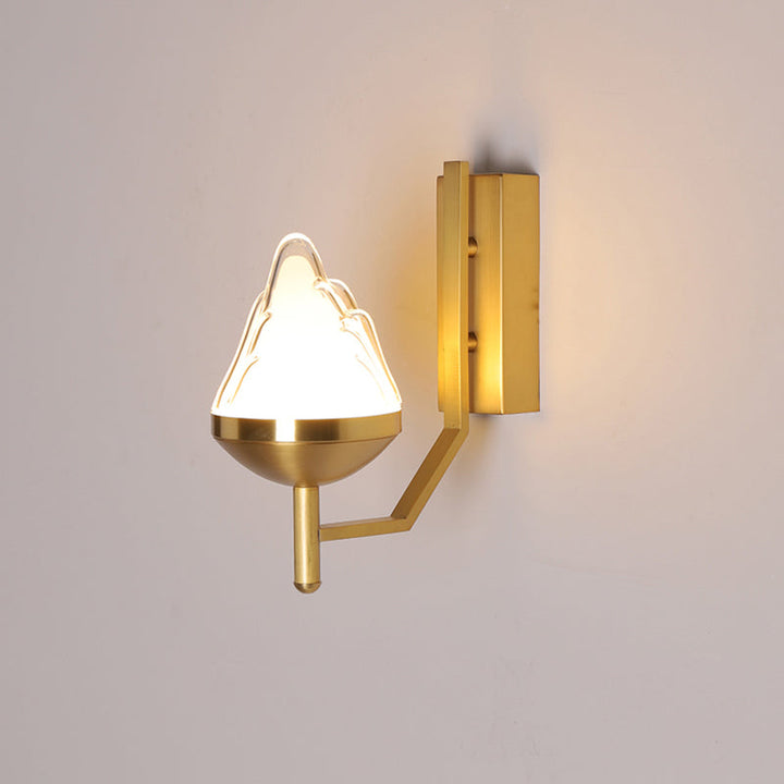 Lisslune | White Glass Geometric Wall Lighting Postmodern Brass Finish Wall Lamp for the Living Room
