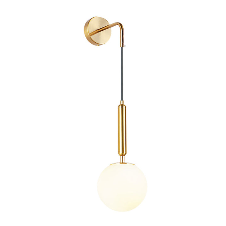 Lisslune | Opal Glass Spherical Wall Lamp Fixture Simplicity 1 Bulb Wall Lamp Sconces for Bedroom
