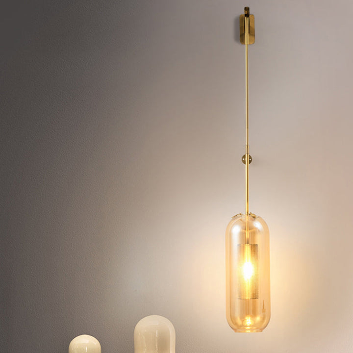 Lisslune | Pill Capsule Glass Wall Lamp Post-Modern 1 Head Brass Wall Lamp Light Fixture with Mesh Protection