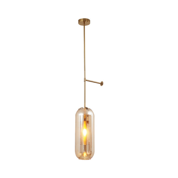 Lisslune | Pill Capsule Glass Wall Lamp Post-Modern 1 Head Brass Wall Lamp Light Fixture with Mesh Protection