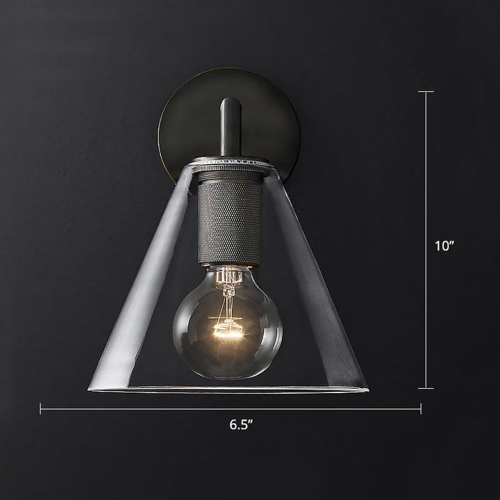 Lisslune | Conic Nightstand Wall Mount Light Clear Glass 1-Light Minimalist Wall Lamp in Brass