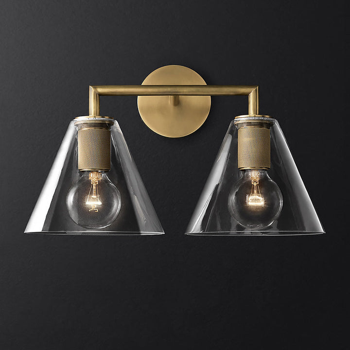 Lisslune | Conic Nightstand Wall Mount Light Clear Glass 1-Light Minimalist Wall Lamp in Brass
