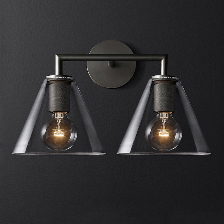 Lisslune | Conic Nightstand Wall Mount Light Clear Glass 1-Light Minimalist Wall Lamp in Brass