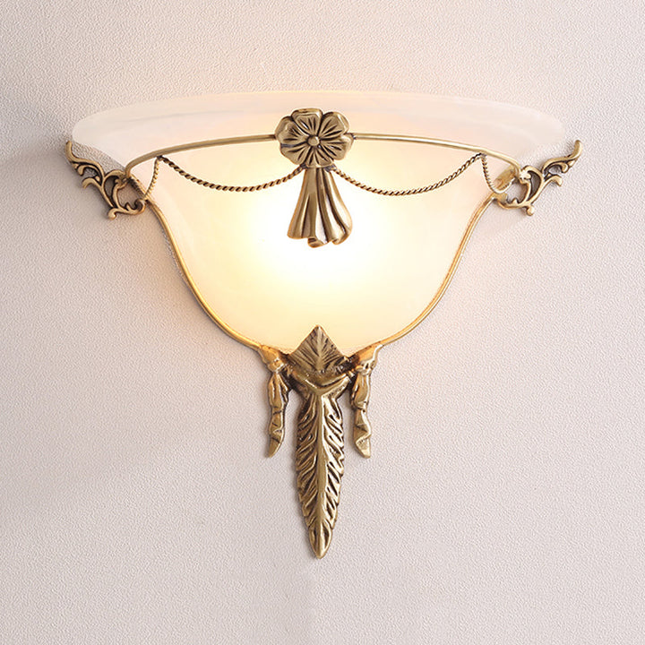 Skørter | 9.5"/12.5" Width Trumpet Flare Wall Light Traditional White Glass 1 Head Brass Wall Lights for Living Room