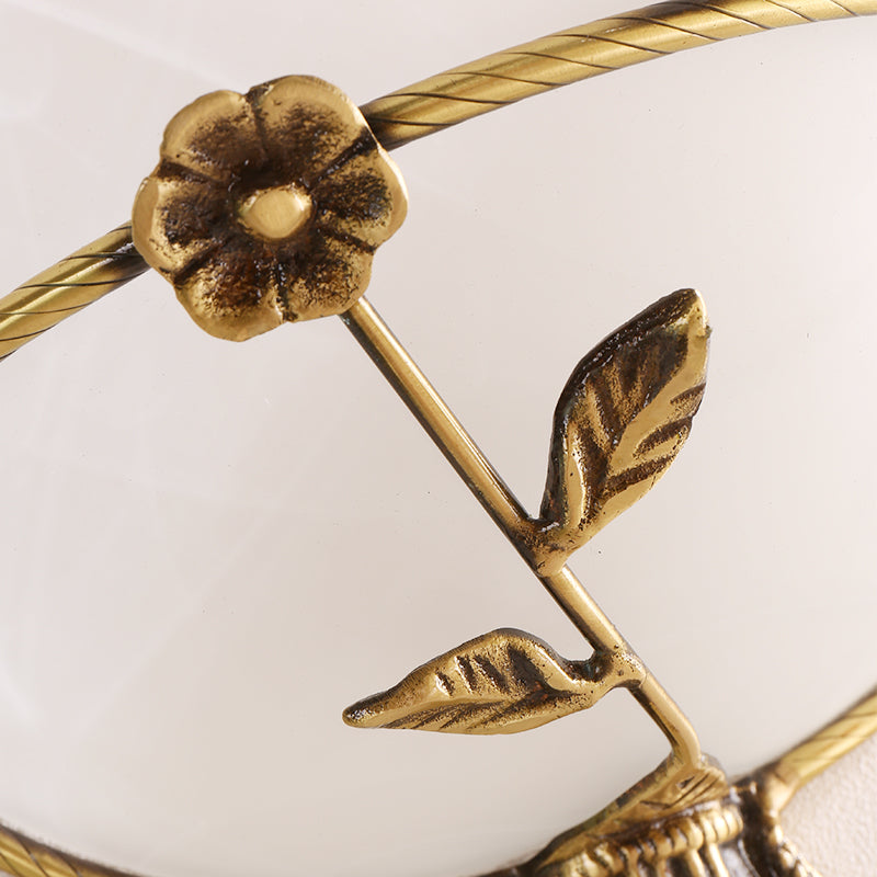 Skørter | 1 Bulb Width Flare Wall Lamp Traditional White/Yellow Glass Wall Light with Flower Decor Left/Right