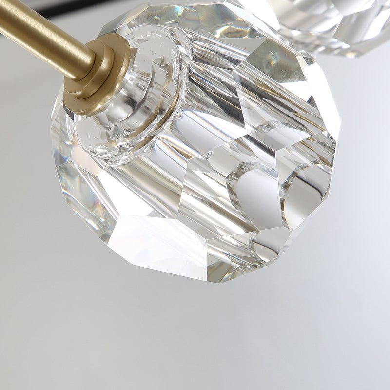 Lisslune | Modernism Dome Wall Lamp Fixture Clear Crystal 1/2-Light Living Room Wall Mounted Lamp in Brass Finish
