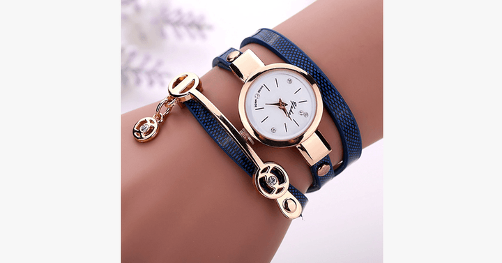 Lisslune | Gold Charm Wrap Watch - Multicolored vegan leather watch for stylish people