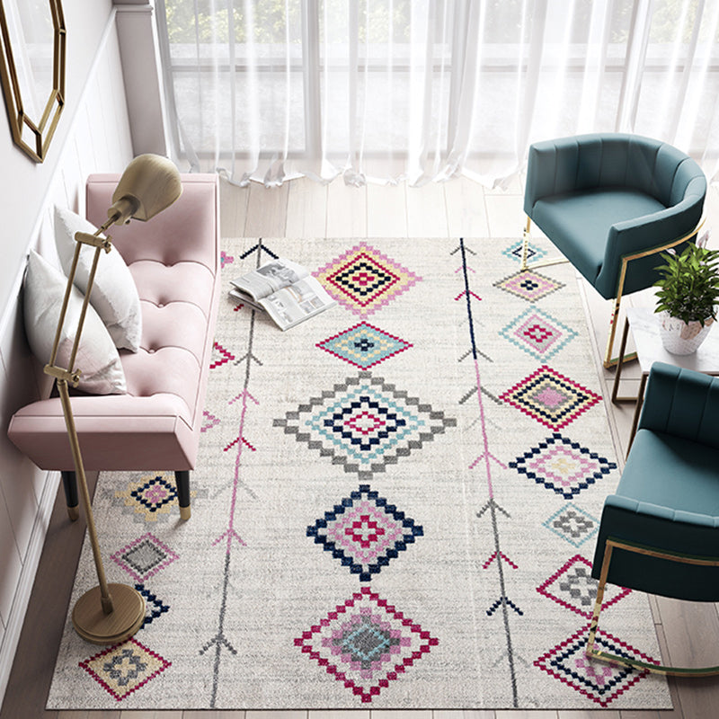 Lisslune | Casual Multicolor Geo Rug Polyester Western Area Rug Non-Slip Machine Washable Easy Care Indoor Rug for Living Room