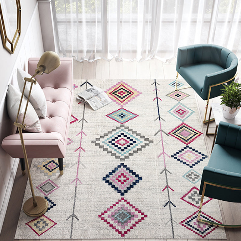 Lisslune | Casual Multicolor Geo Rug Polyester Western Area Rug Non-Slip Machine Washable Easy Care Indoor Rug for Living Room