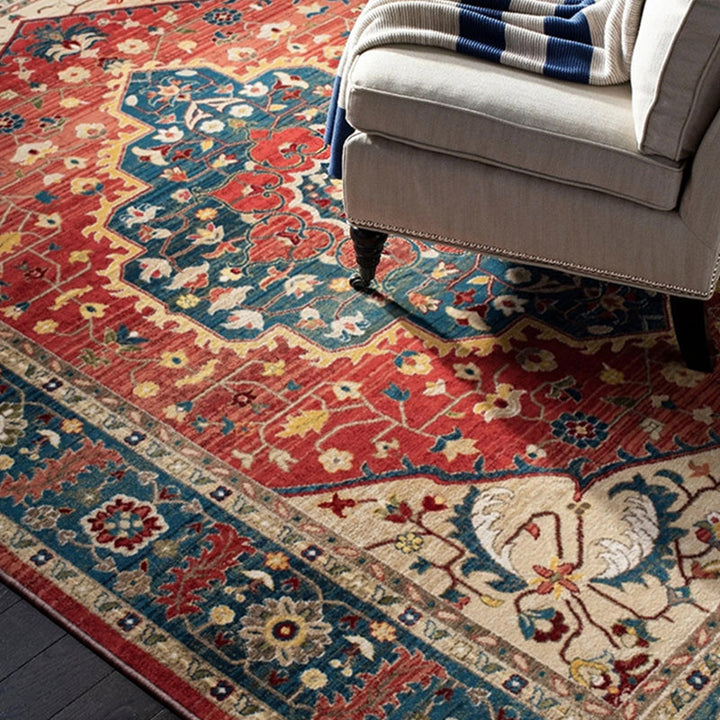 Lisslune | Casual Multicolor Geo Rug Polyester Western Area Rug Non-Slip Machine Washable Easy Care Indoor Rug for Living Room