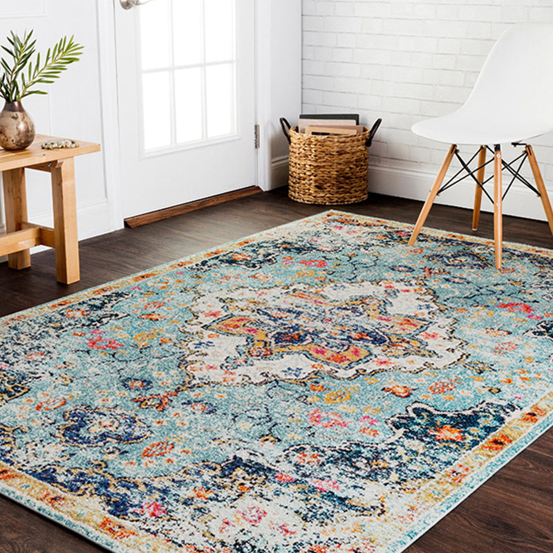 Lisslune | Casual Multicolor Geo Rug Polyester Western Area Rug Non-Slip Machine Washable Easy Care Indoor Rug for Living Room