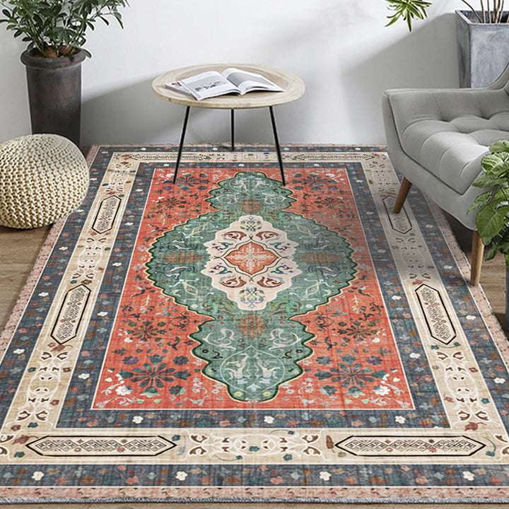 Lisslune | Casual Multicolor Geo Rug Polyester Western Area Rug Non-Slip Machine Washable Easy Care Indoor Rug for Living Room
