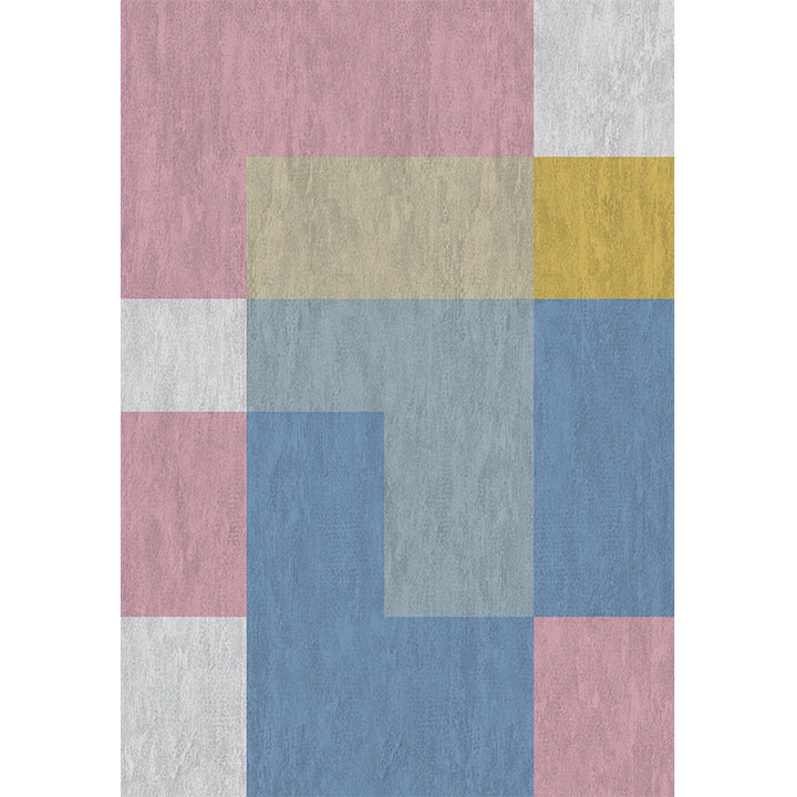 Lisslune | Southwestern living room carpet Multicolored Color block Indoor carpet Polyester Non-slip carpet Stain resistant Flooring