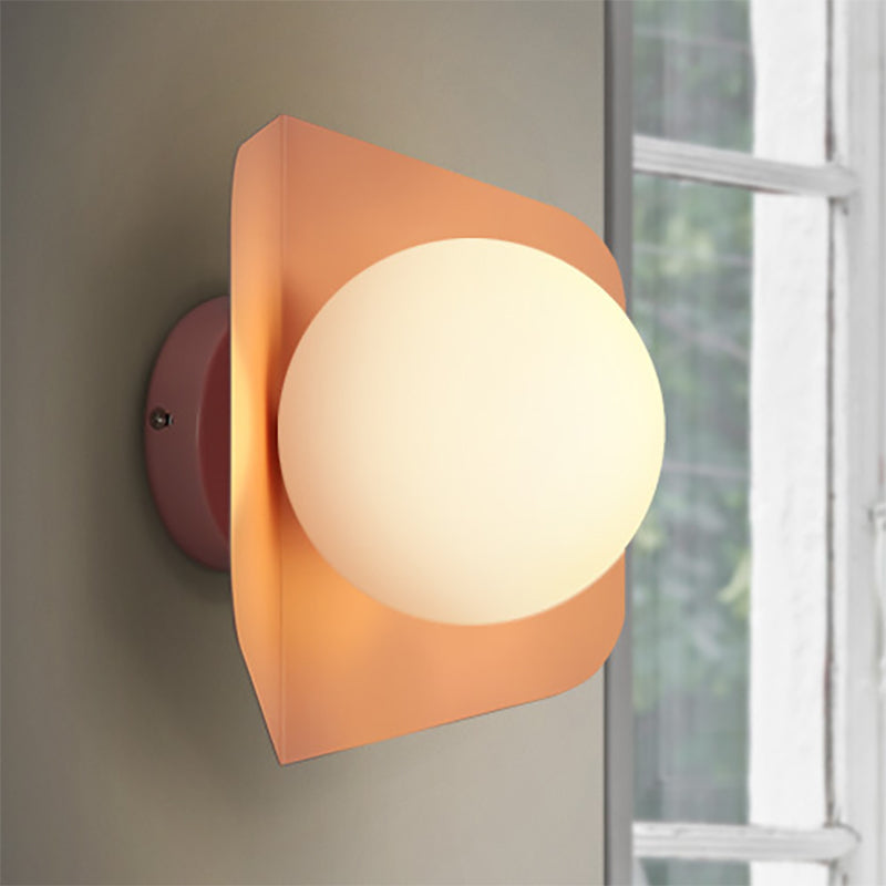 Skørter | 1 Light Orb Shade Wall Lamp Kids Metal Glass Wall Lamp with Candy Color for Children's Room