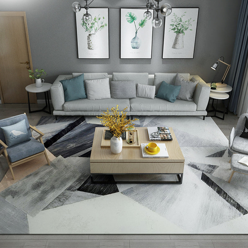 Lisslune | Simple Living Room Carpet Multicolored Geometric Pattern Indoor Carpet Synthetic Non-Slip Back Pet-Friendly Area Rug