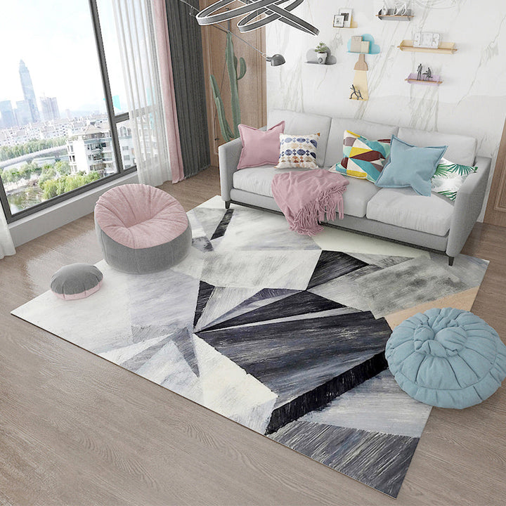 Lisslune | Simple Living Room Carpet Multicolored Geometric Pattern Indoor Carpet Synthetic Non-Slip Back Pet-Friendly Area Rug