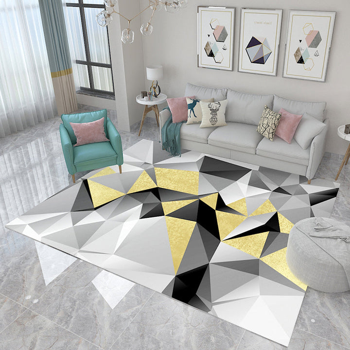 Lisslune | Simple Living Room Carpet Multicolored Geometric Pattern Indoor Carpet Synthetic Non-Slip Back Pet-Friendly Area Rug