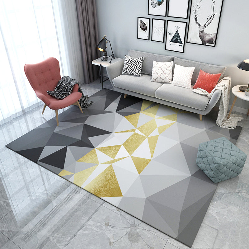 Lisslune | Simple Living Room Carpet Multicolored Geometric Pattern Indoor Carpet Synthetic Non-Slip Back Pet-Friendly Area Rug