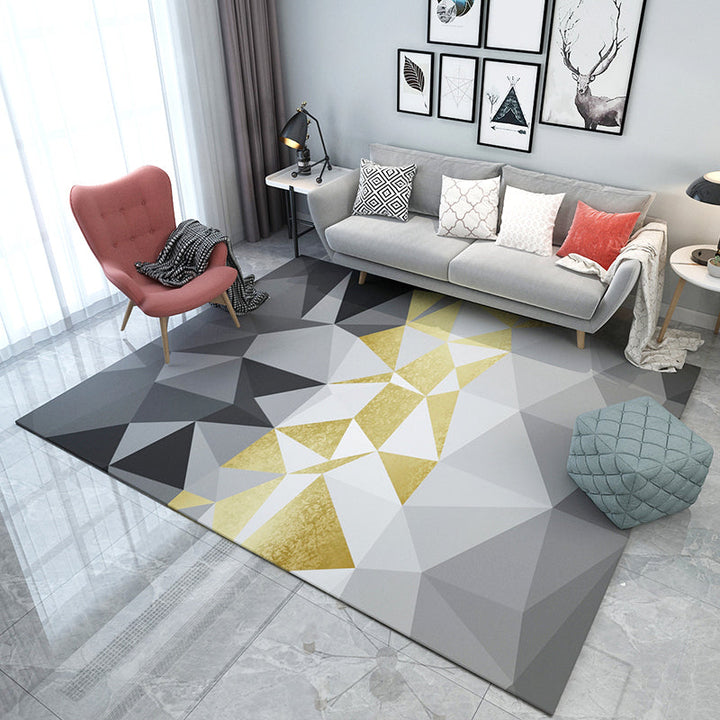 Lisslune | Simple Living Room Carpet Multicolored Geometric Pattern Indoor Carpet Synthetic Non-Slip Back Pet-Friendly Area Rug