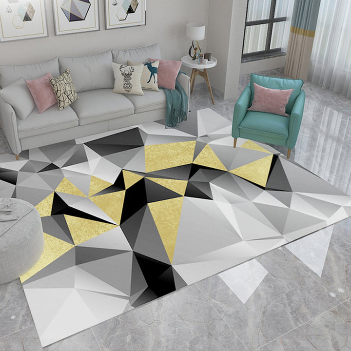 Lisslune | Simple Living Room Carpet Multicolored Geometric Pattern Indoor Carpet Synthetic Non-Slip Back Pet-Friendly Area Rug