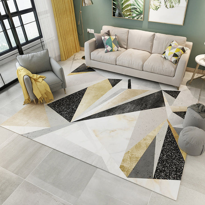 Lisslune | Simple Living Room Carpet Multicolored Geometric Pattern Indoor Carpet Synthetic Non-Slip Back Pet-Friendly Area Rug