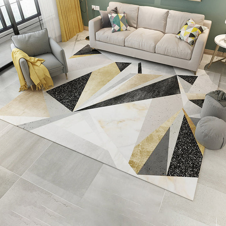 Lisslune | Simple Living Room Carpet Multicolored Geometric Pattern Indoor Carpet Synthetic Non-Slip Back Pet-Friendly Area Rug