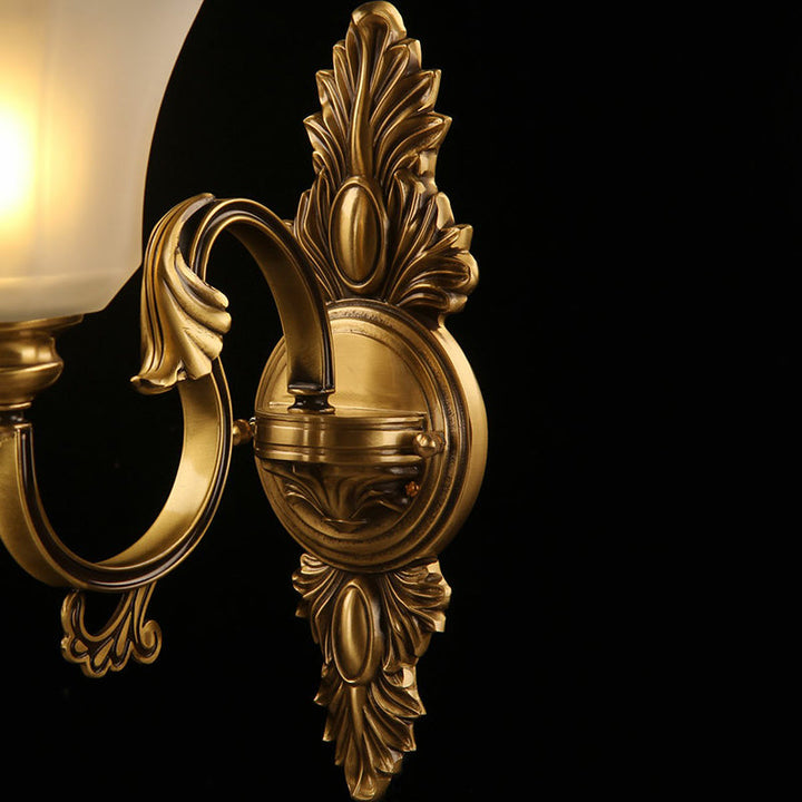 Skørter | Plated Bell Frosted Glass Wall Lamp Antiqued 1-Light Bedside Wall Lighting Fixture in Bronze