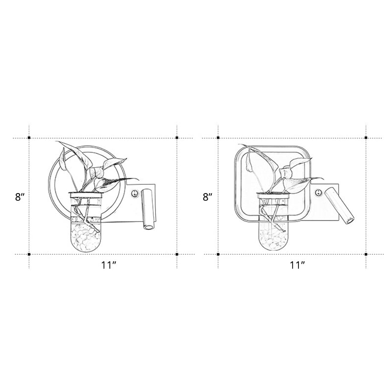 Lisslune | Decorative Loop-shaped Wall Lamp Metal LED Wall Lamp with Spot and Plant Pot in Black-White