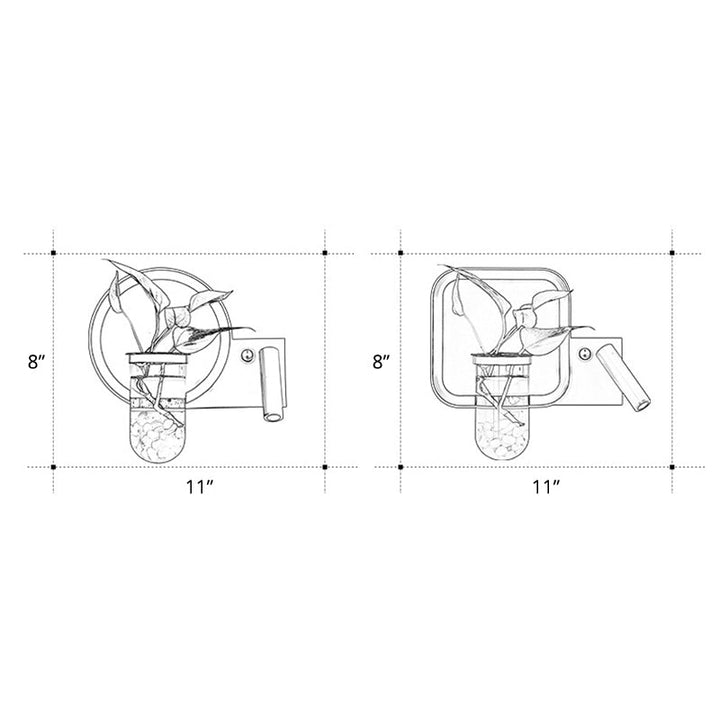 Lisslune | Decorative Loop-shaped Wall Lamp Metal LED Wall Lamp with Spot and Plant Pot in Black-White