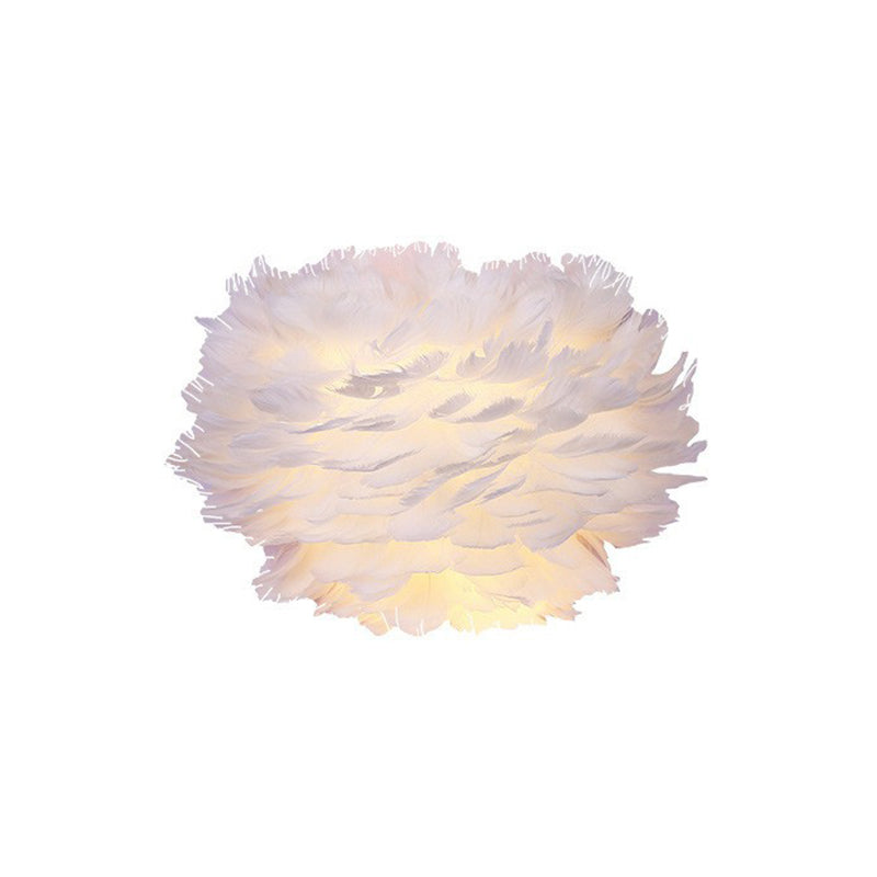 Lisslune | White Flowers Wall Mounted Light Minimalistic 1 Head Feather Wall Lamp for Bedroom