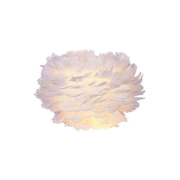 Lisslune | White Flowers Wall Mounted Light Minimalistic 1 Head Feather Wall Lamp for Bedroom