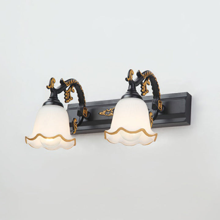 Skørter | Floral Bathroom Sink Wall Lighting Vintage Style Opal Glass Wall Lamp Lighting