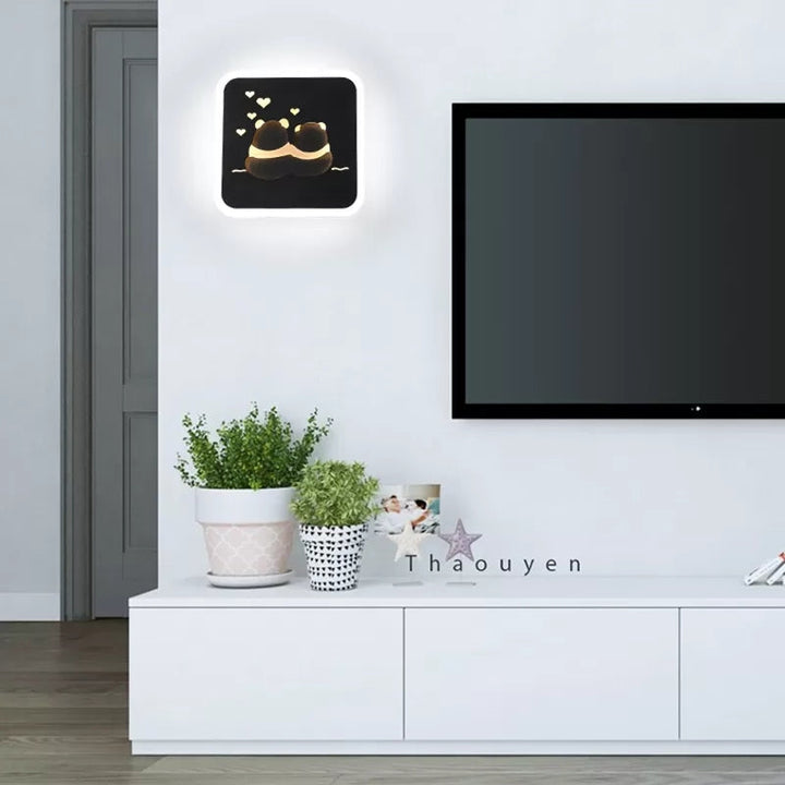 Skørter | Slim Panel Wall Lamp Cartoon Acrylic Wall Light with Cute Pattern for Children's Room
