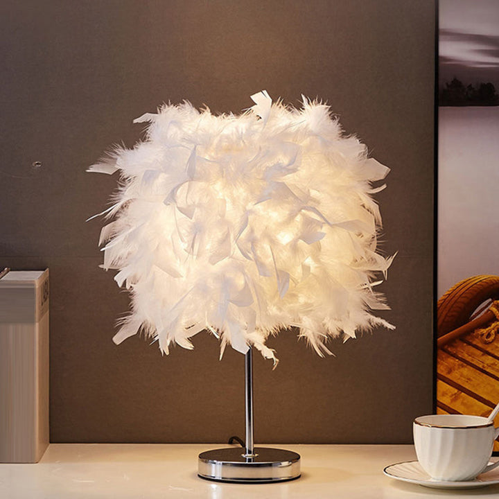 Lisslune | White Cylindrical Table Lamp Simplicity Single Bulb Spring Table Lamp