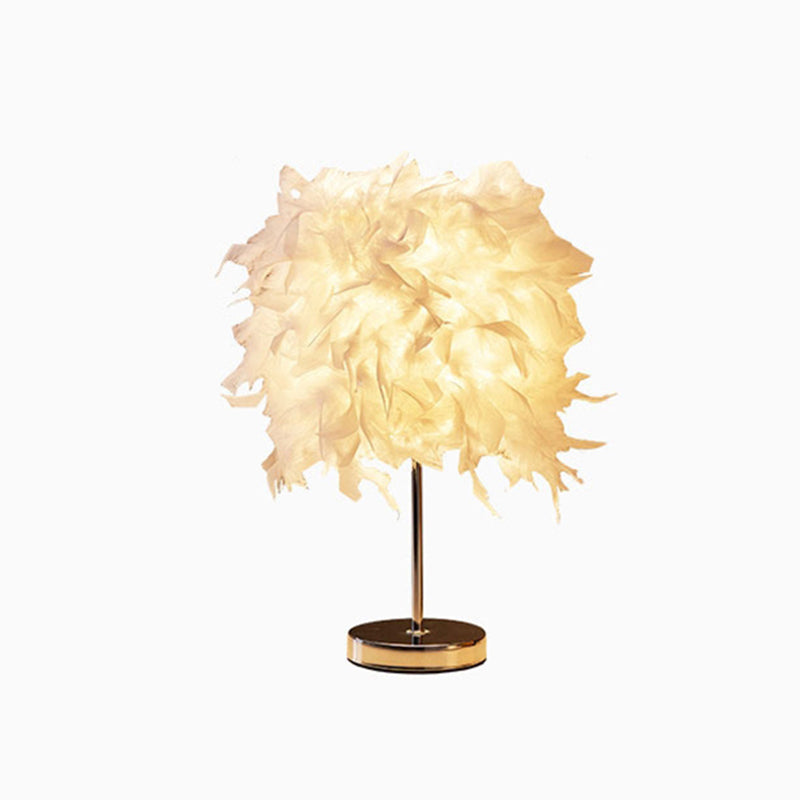 Lisslune | White Cylindrical Table Lamp Simplicity Single Bulb Spring Table Lamp