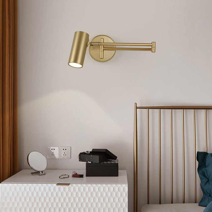Skørter | Tubular Bedside Wall Open Reading Lamp Metal 1 Lamp Postmodern Wall Light with Retractable Arm