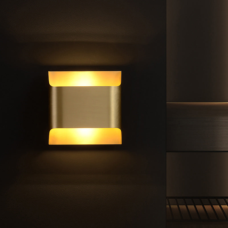 Lisslune | Gold Box Flush Wall Lamp Post-Modern Single Metal Wall Light for Stairs